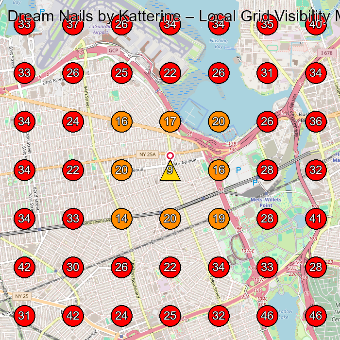 Dream Nails by Katterine GeoGrid visibility map for Beauty Salon in Queens
